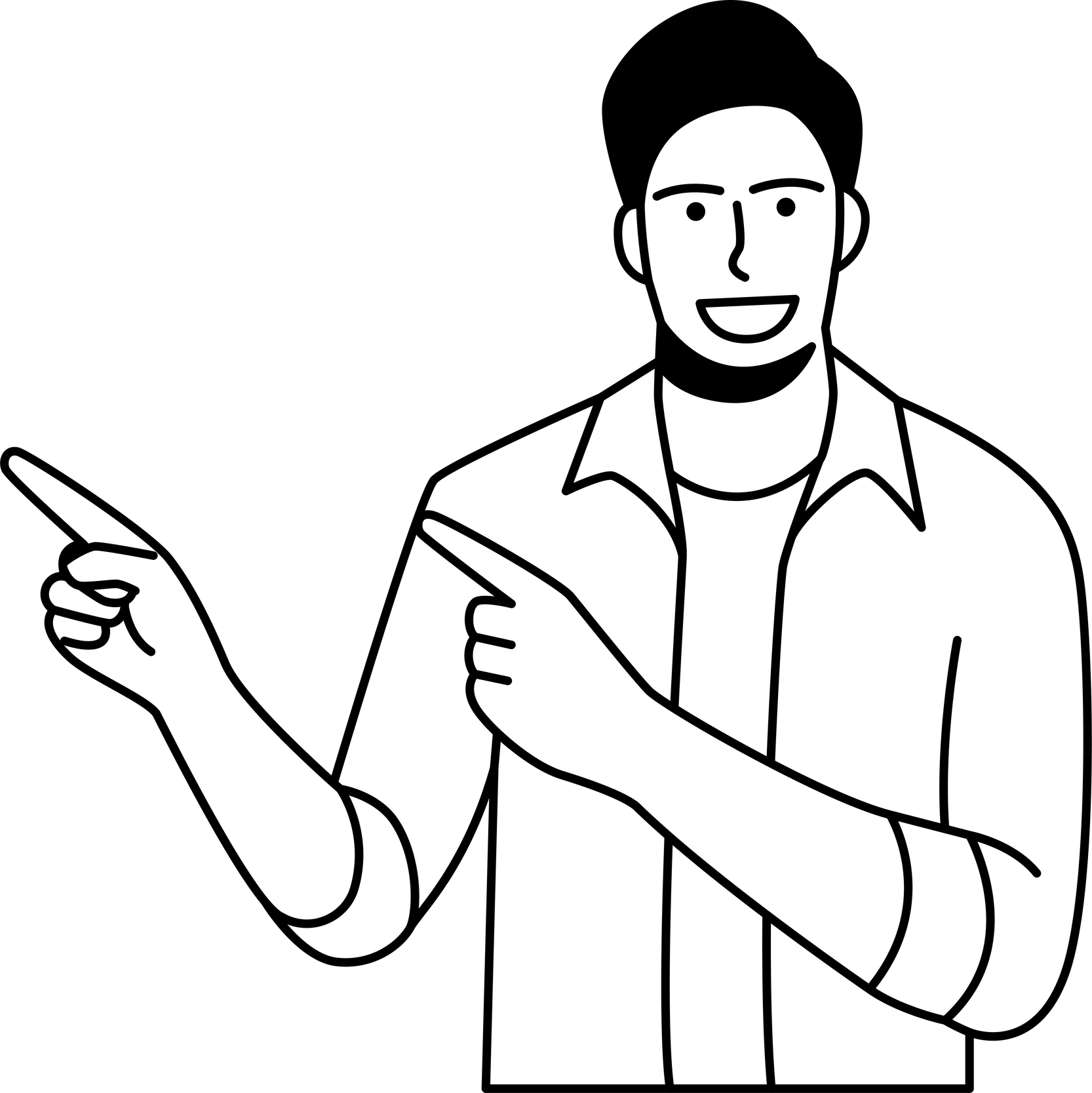 Happy People Pointing with Finger Illustration